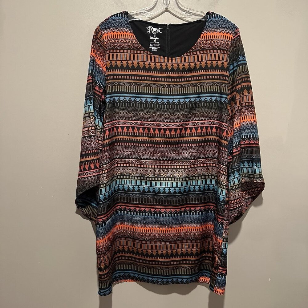 Rock 47 by Wrangler Dress Womens Size Medium Native Aztec Print Festival Western